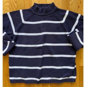 Petite Navy & White Striped Mock Neck Sweater